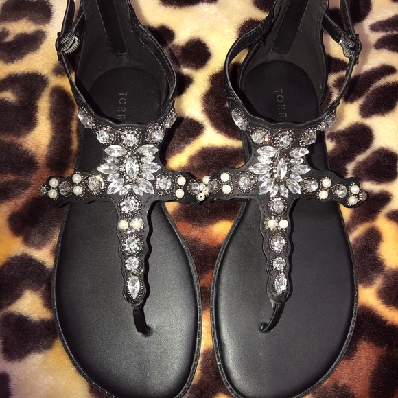 torrid Shoes - Torrid Black Embellish T-Strap Sandal (Wide Width)